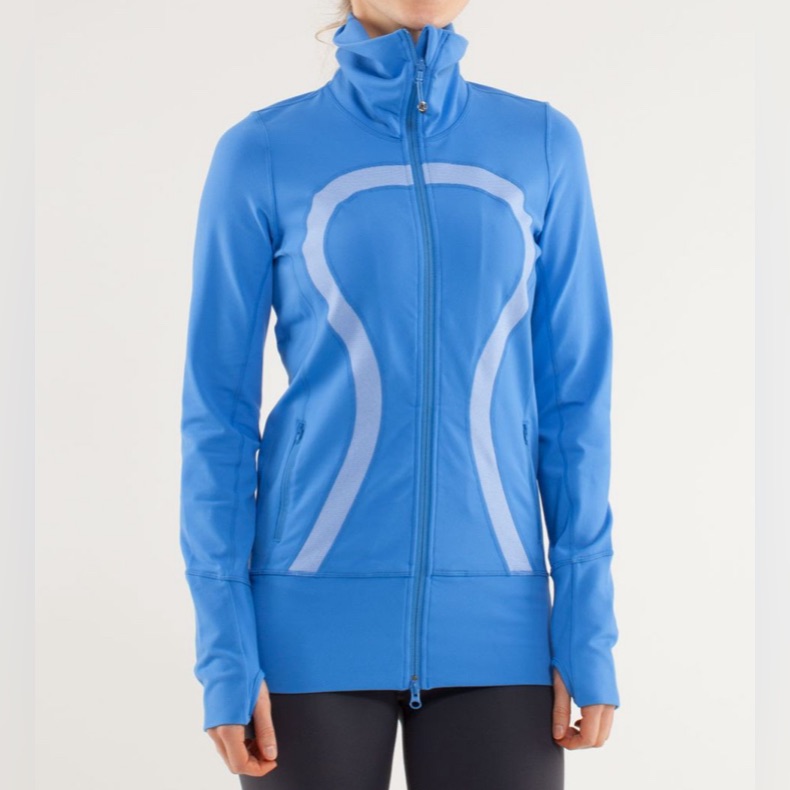 #42 Lululemon In Stride Jacket Porcelaine / Wee Stripe White Porcelaine Sz 6